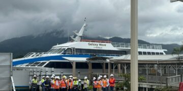 La construcción de la nueva  terminal de Galaxy Wave ferry en La Ceiba