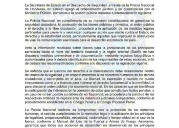 Policía Nacional usará registros audiovisuales para identificar y sancionar a responsables de protestas que bloqueen carreteras.